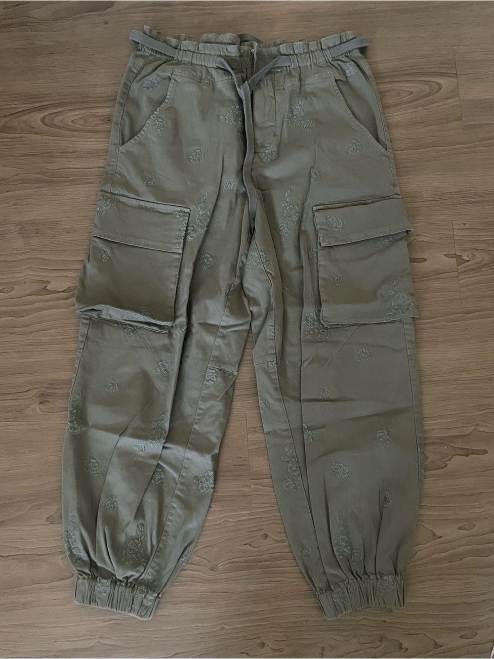 Pilcro Olive Green Cargo Jogger Pants for Women - Picture 3 of 6